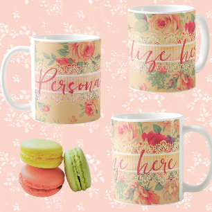 Vintage Shabby Chic Personalised Coffee Mug
