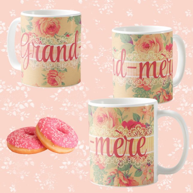Vintage Shabby Chic Personalised Grand-Mère Mug (French word for grandmother, or personalize it with your own message...)