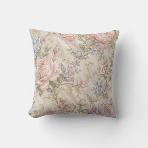 Vintage Shabby Chic Pink Peony Rose Floral Cushion