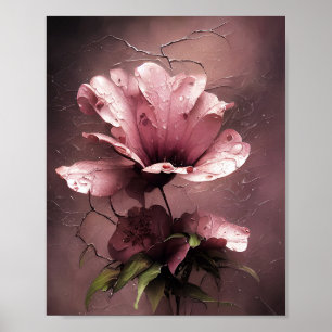 Vintage shabby chic pink rose poster