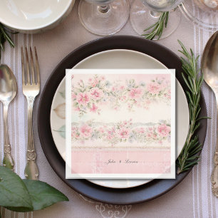 vintage shabby chic pink wedding  napkin