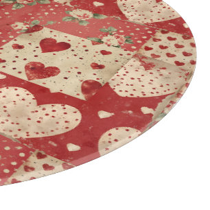 Vintage Shabby Chic Red Patchwork Pattern Cutting Board
