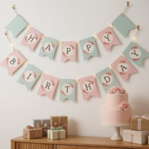 Vintage Shabby Chic Roses Frame Bunting
