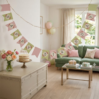 Vintage Shabby Chic Roses Frame Bunting Flags