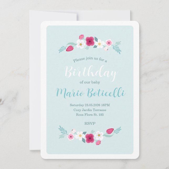 Vintage Shabby Chic Roses Frame Invitation (Front)