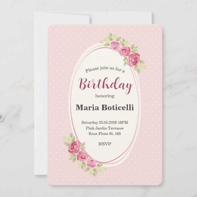 Vintage Shabby Chic Roses Frame Invitation (Front)