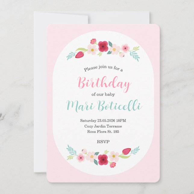 Vintage Shabby Chic Roses Frame Invitation (Front)