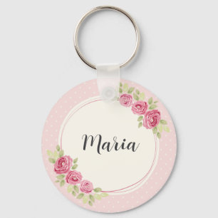 Vintage Shabby Chic Roses Frame Key Ring