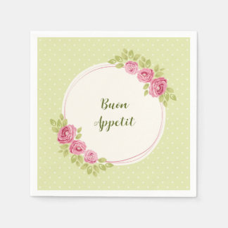 Vintage Shabby Chic Roses Frame Napkin