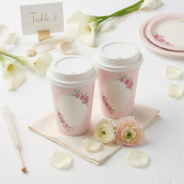 Vintage Shabby Chic Roses Frame Paper Cups (Creator Uploaded)