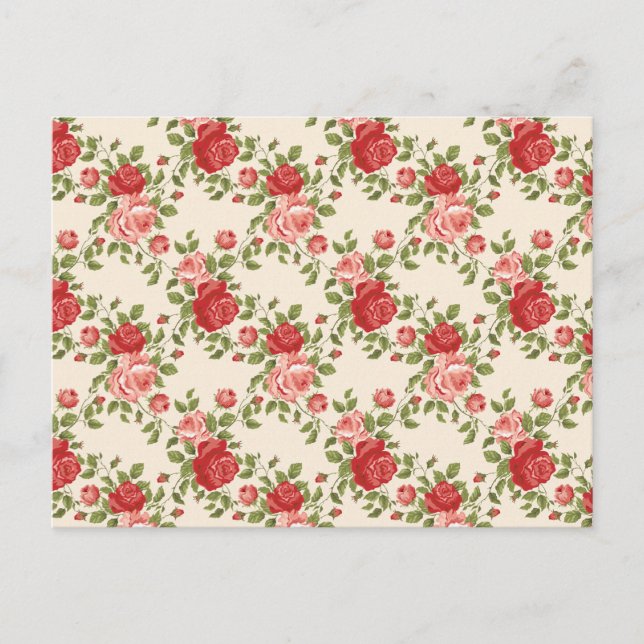 Vintage Shabby Chic Roses Pattern Postcard (Front)
