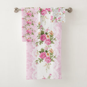 Vintage Shabby Flowers Bath Towel Set