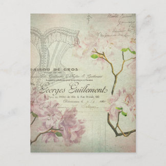 Vintage Shabby Flowers French Script Chic Corset Postcard