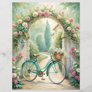 Vintage Shabby Mint Green Garden Scrapbook Paper