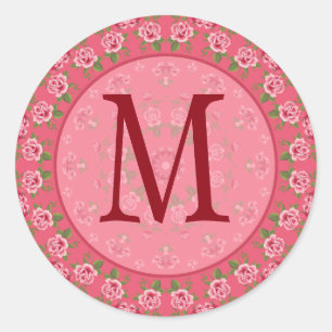 Vintage Shabby Roses Monogram Sticker