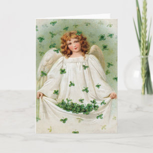 Vintage Shamrock Angel St Patrick's Day Card