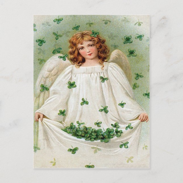 Vintage Shamrock Angel St Patrick's Day Card (Front)