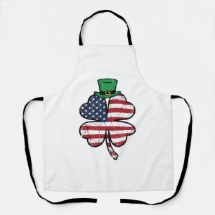 Vintage Shamrock Flag St. Patricks Day Apron
