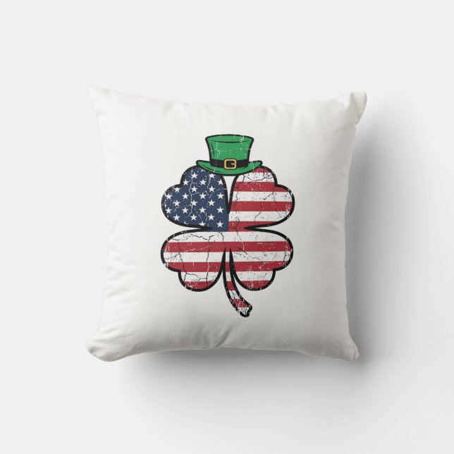 Vintage Shamrock Flag St. Patricks Day Cushion (Front)