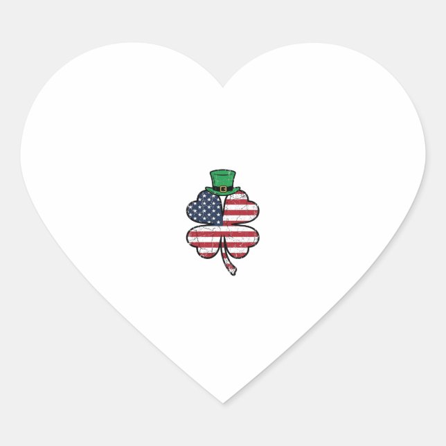 Vintage Shamrock Flag St. Patricks Day Heart Sticker (Front)