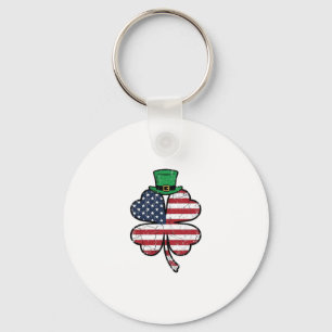 Vintage Shamrock Flag St. Patricks Day Key Ring