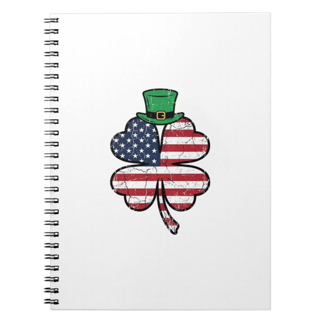 Vintage Shamrock Flag St. Patricks Day Notebook (Front)