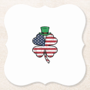 Vintage Shamrock Flag St. Patricks Day Paper Coaster