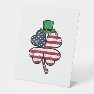 Vintage Shamrock Flag St. Patricks Day Pedestal Sign