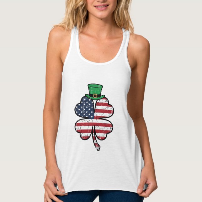 Vintage Shamrock Flag St. Patricks Day Singlet (Front)