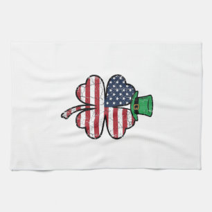 Vintage Shamrock Flag St. Patricks Day Tea Towel