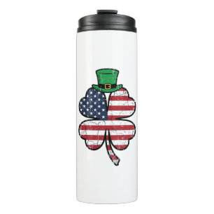 Vintage Shamrock Flag St. Patricks Day Thermal Tumbler