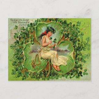 Vintage Shamrock Maiden St Patrick's Day Card