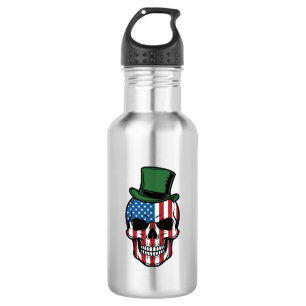 Vintage Shamrock Skull Flag Vector Design_1 532 Ml Water Bottle
