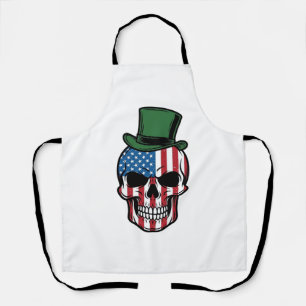 Vintage Shamrock Skull Flag Vector Design_1 Apron