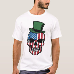 Vintage Shamrock Skull Flag Vector Design_1 T-Shirt