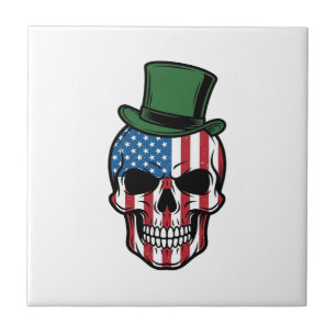 Vintage Shamrock Skull Flag Vector Design_1 Tile