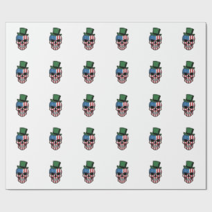Vintage Shamrock Skull Flag Vector Design_1 Wrapping Paper