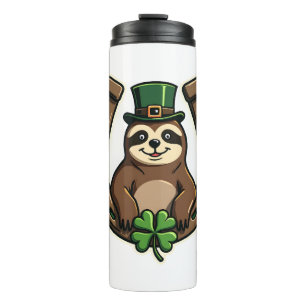Vintage Shamrock Sloth St. Patricks Day Design 2 Thermal Tumbler