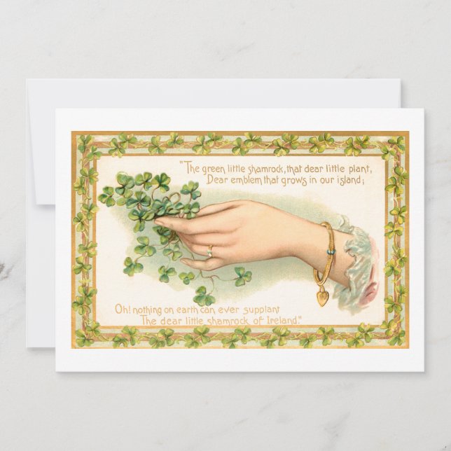 Vintage Shamrock St. Patrick's Day Poem Holiday Card (Front)