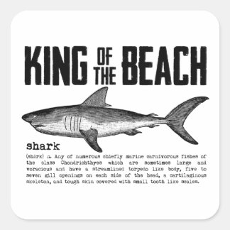 Vintage Shark Beach King Square Sticker