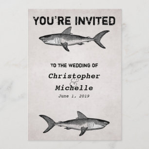 Vintage Shark Ocean Wedding Invitations