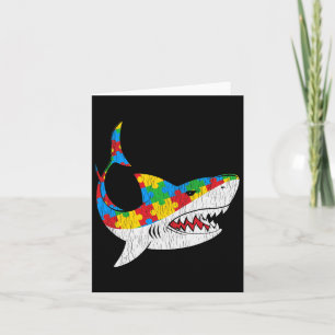 Vintage Shark Puzzle Autistic Kids Autism Awarenes Card