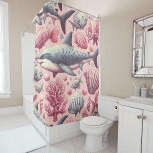Vintage Shark Seamless Shower Curtain