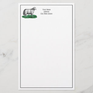 Vintage Sheep Ewe Farm Animals Drawing C Stationery