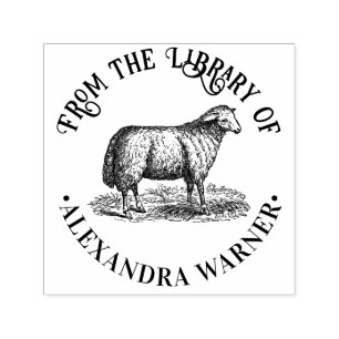Vintage Sheep Ewe Farm Animals Library Book Name Self-inking Stamp