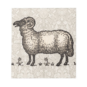 Vintage Sheep Farm Animal Illustration Notepad