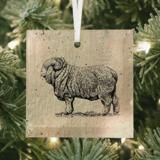 Vintage Sheep Glass Tree Decoration