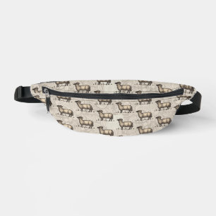 Vintage Sheep Illustration: Farm Classic Art Bum Bags