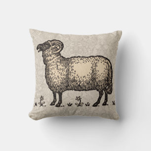 Vintage Sheep Illustration: Farm Classic Art Cushion