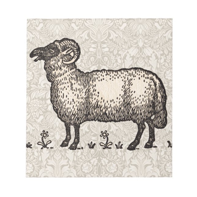 Vintage Sheep Illustration: Farm Classic Art Notepad (Front)